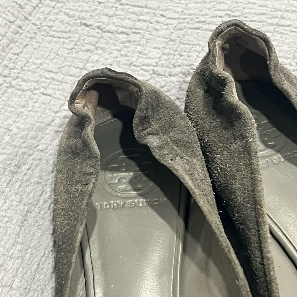 Tory Burch Reva Gray Heron Ballet Flat Suede Sz 8.5 Shoes - Picture 7 of 10